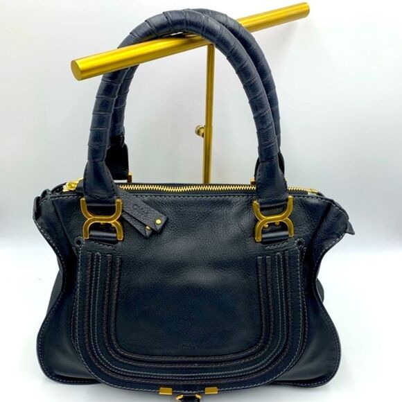 Auth Chloe Black Marcie Medium Satchel Preloved Excellent - Picture 12 of 16